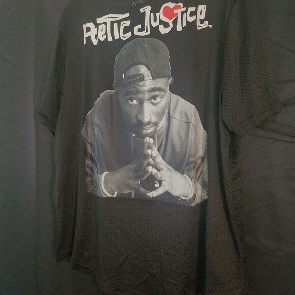 VINTAGE Poetic Justice Jersey LA Men Sz XL Black Tupac Shakur 2pac Hip Hop 1B - Picture 3 of 10